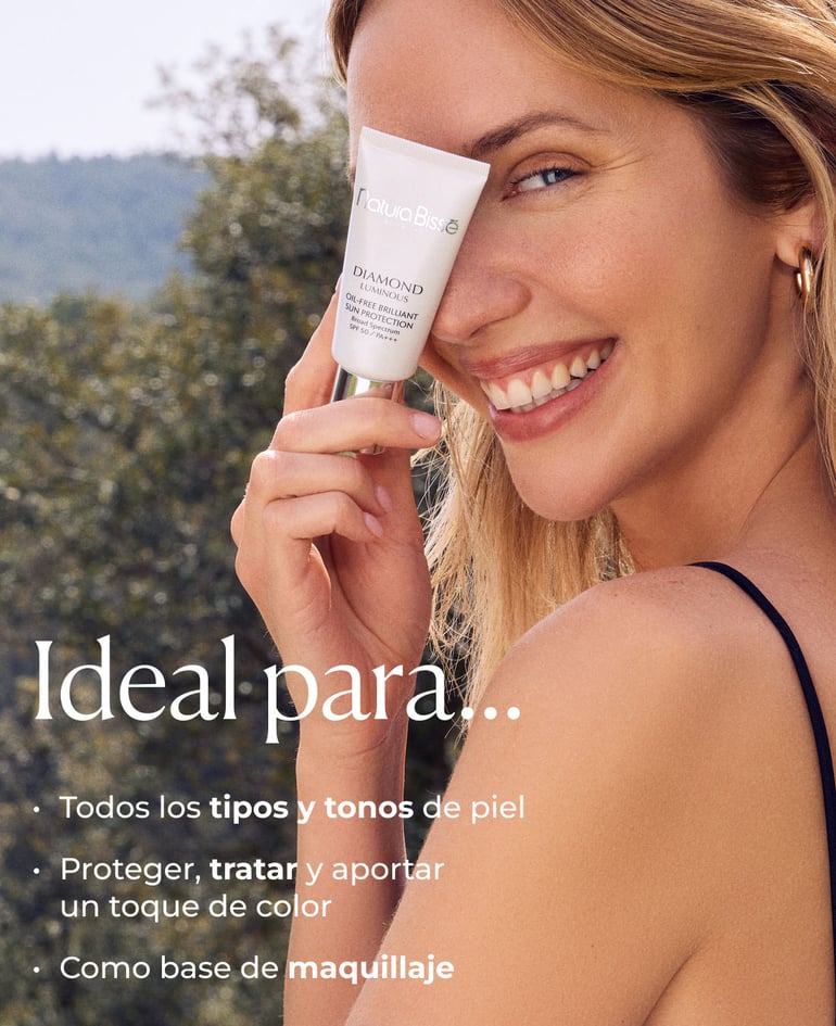 Ideal para... · Todos los tipos y tonos de piel · Proteger, tratar y aportar un toque de color · Como base de maquillaje
