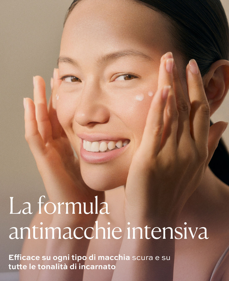 LA FORMULA ANTIMACCHIE INTENSIVA Efficace su ogni tipo di macchia scura e su tutte le tonalit&agrave; di incarnato