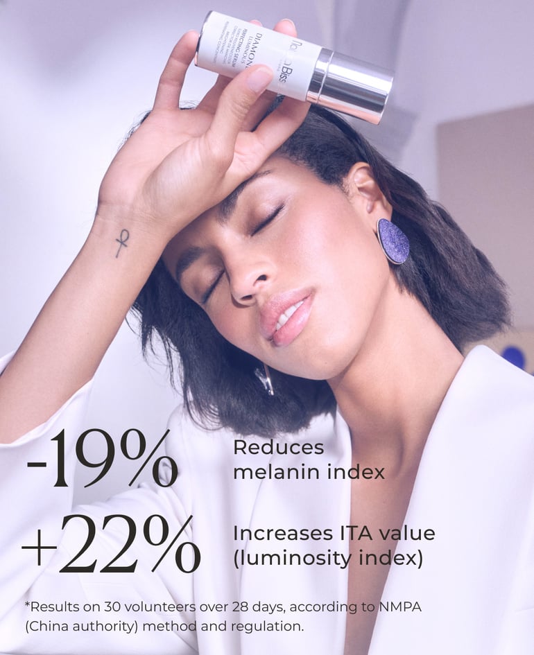 BRIGHTENING EFFECT  CLINICALLY PROVEN  -19% Reduces melanin index  +22% Increases ITA value (luminosity index)