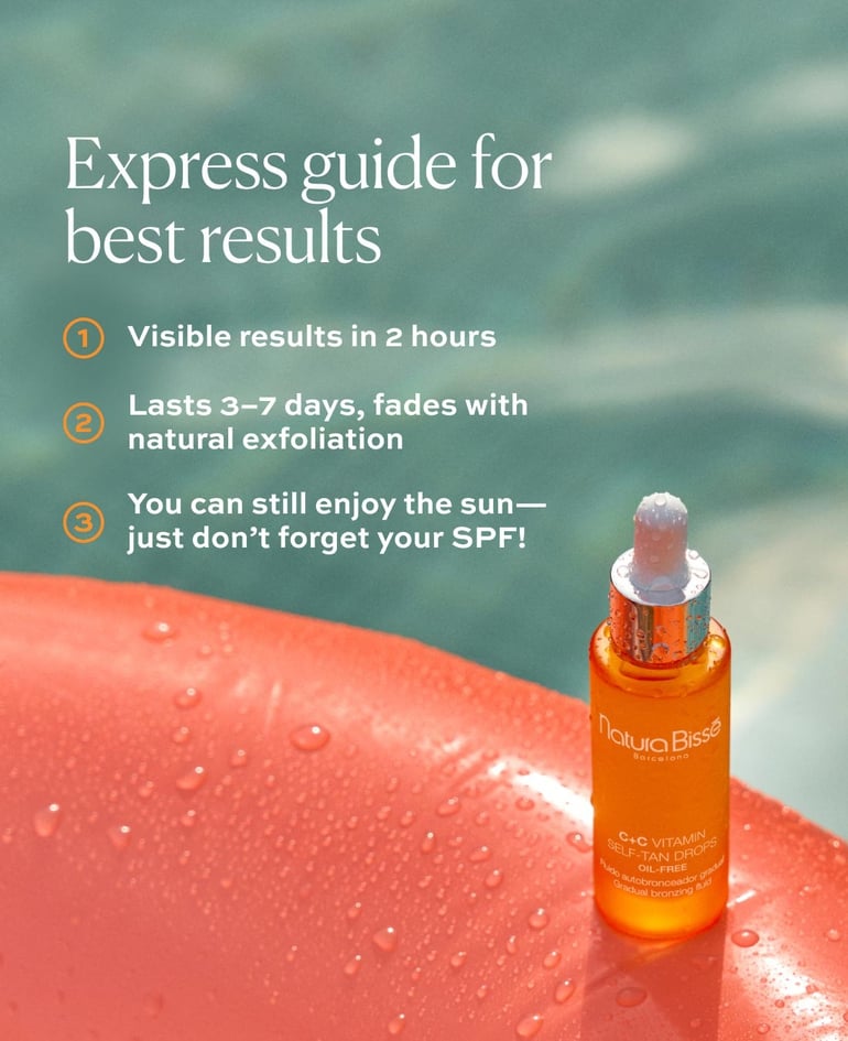 Natural, even tan all year! ✓ Adapts to your skin tone ✓ Formulated with vitamin C ✓ Oil-free = zero excess shine