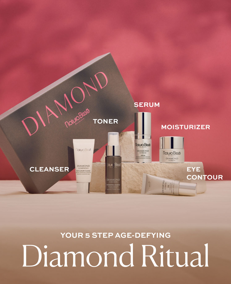 Your 5 step age-defying Diamond ritual Moisturizer Serum Eye contour cream Cleanser Toner