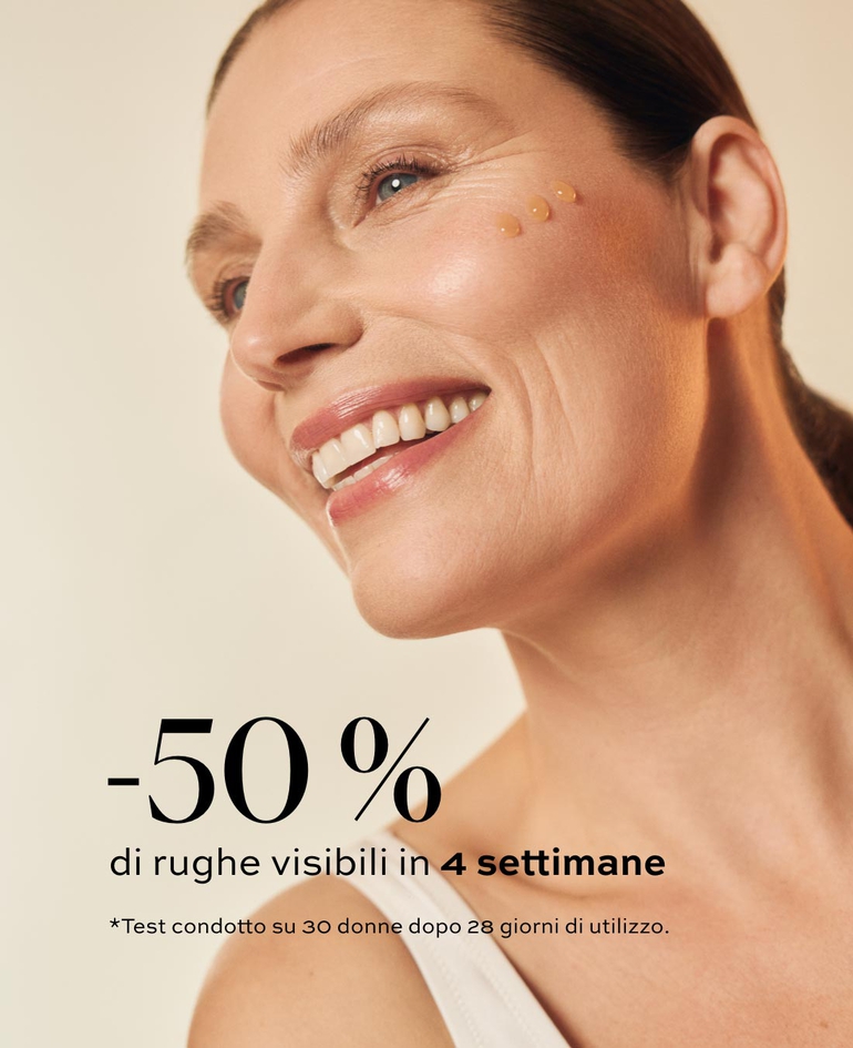 50% visible wrinkles in 4 weeks  *Test on 30 volunteers after 28 days of use.