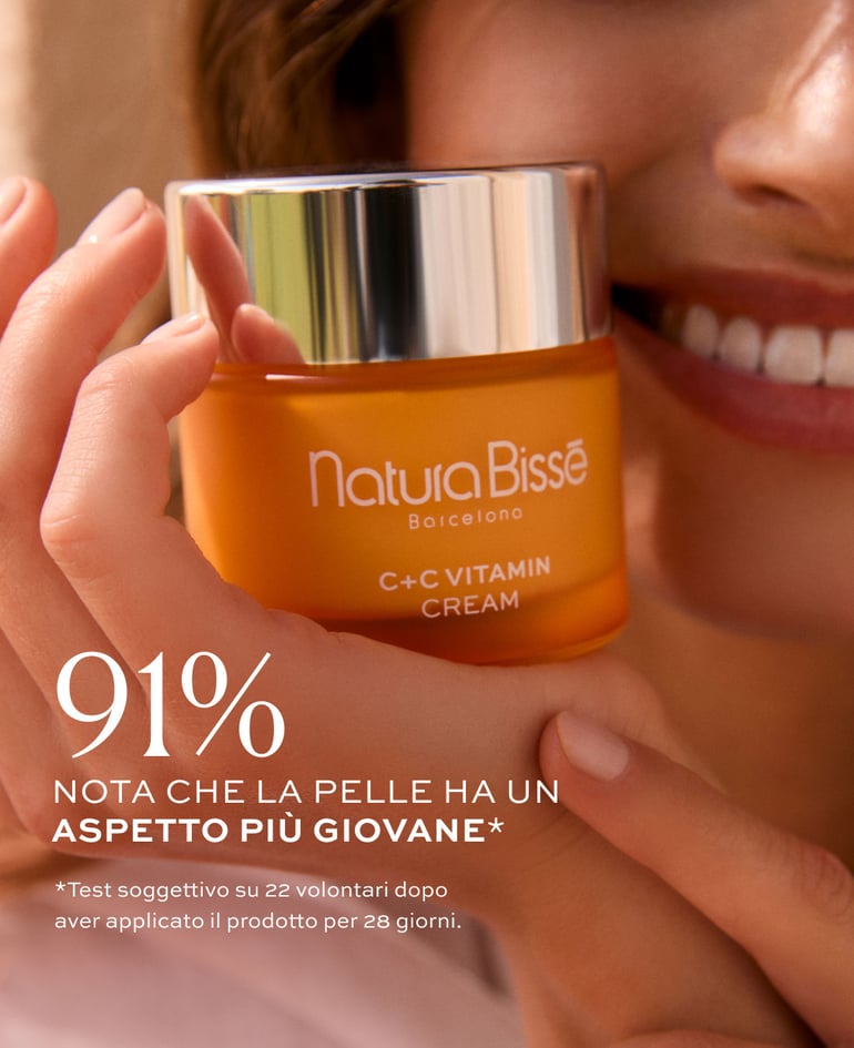 Il 91% nota che la pelle ha un aspetto pi&ugrave; giovane*  *Test soggettivo su 22 volontari dopo aver applicato il prodotto per 28 giorni.