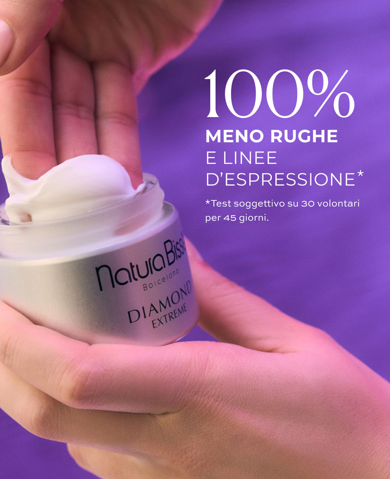 100% meno rughe e linee d&rsquo;espressione  *Test soggettivo su 30 volontari per 45 giorni.