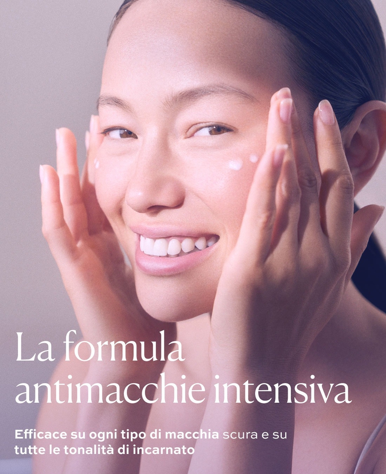 LA FORMULA ANTIMACCHIE INTENSIVA Efficace su ogni tipo di macchia scura e su tutte le tonalit&agrave; di incarnato