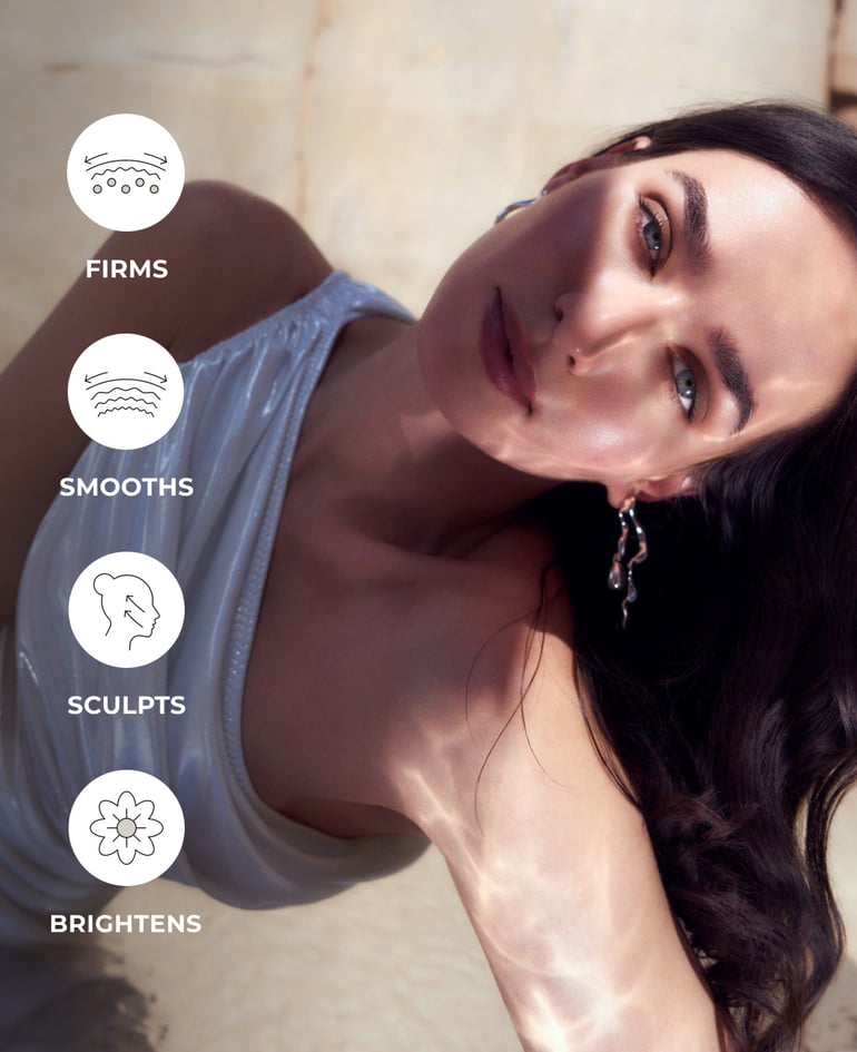 FIRMS SMOOTHS SCULPTS BRIGHTENS HYDRATES