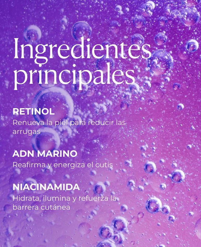 Ingredientes clave: Retinol, ADN Marino, Niacinamida