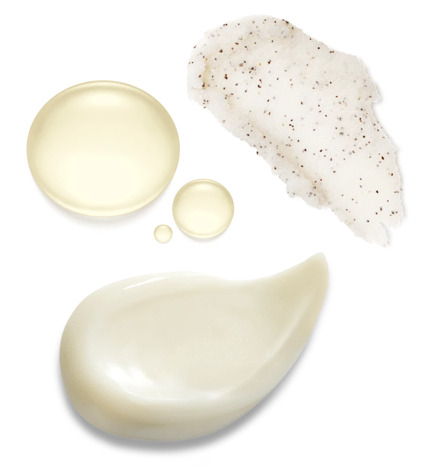 Acid, retinol and exofliant textures