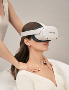 woman wearing VR headset